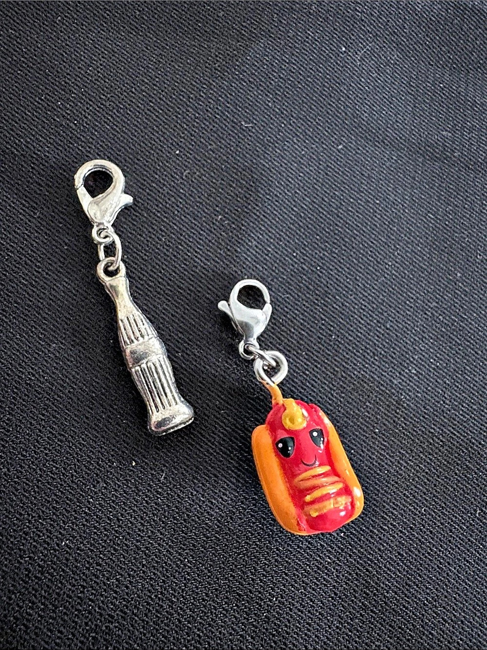 Hotdog charm and soda charm
